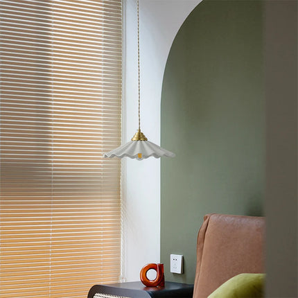 Vintage Wavy Ceramic Hanging Lamp