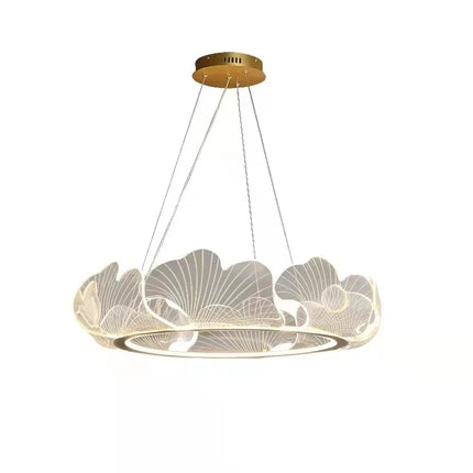 Suspension Chandelier Nordique Feuilles Dorées