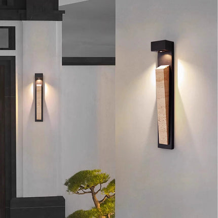 Modern Outdoor Wall Light in Natural Stone
