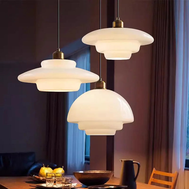 Nordic Elegant Cream Glass Pendant Light