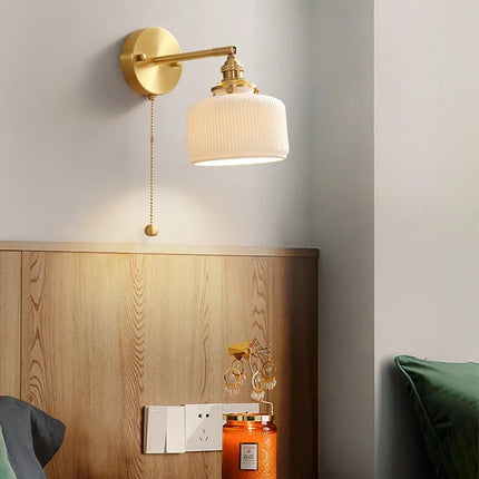 Applique cuivre & cylindre céramique rainuré