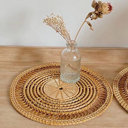 Handwoven Rattan Round Decoration Set