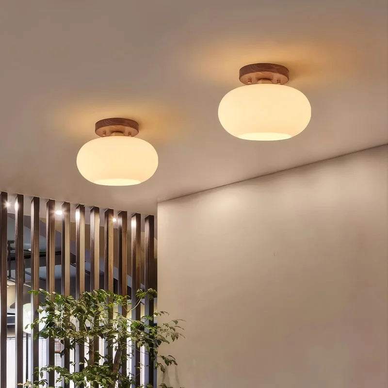 Modern Style Round Wooden Ceiling Light