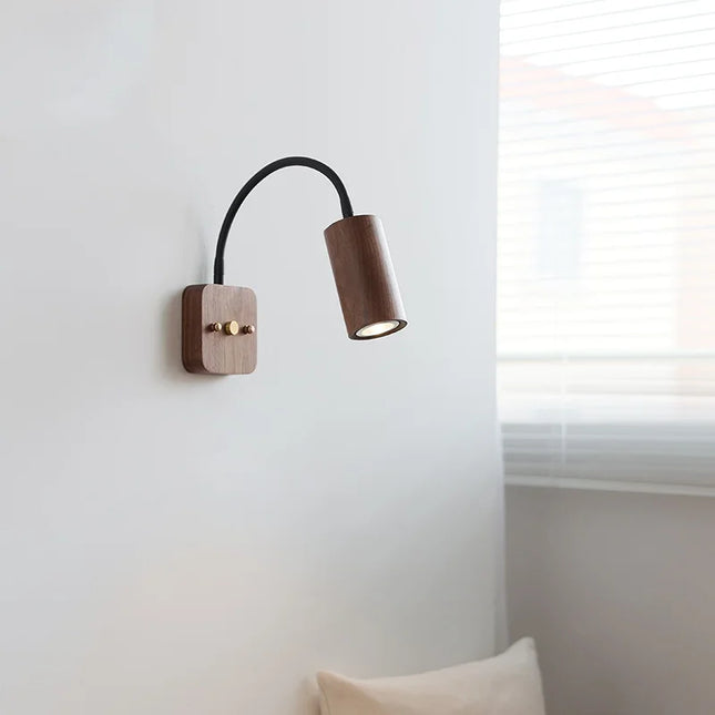 Adjustable Wall Light Cylinder Natural Wood