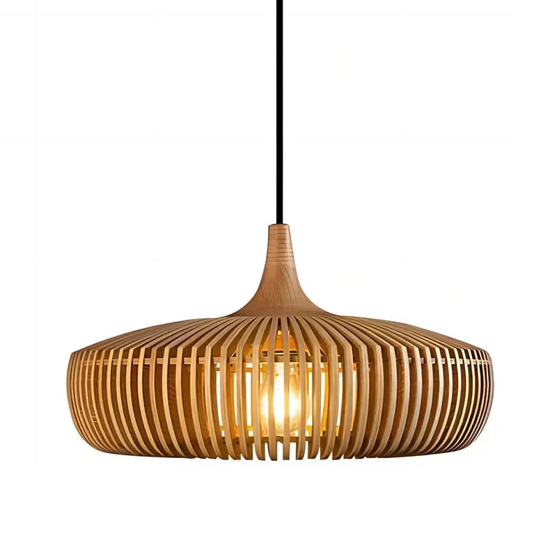 Nordic Elegance Pendant Light in Worked Wood