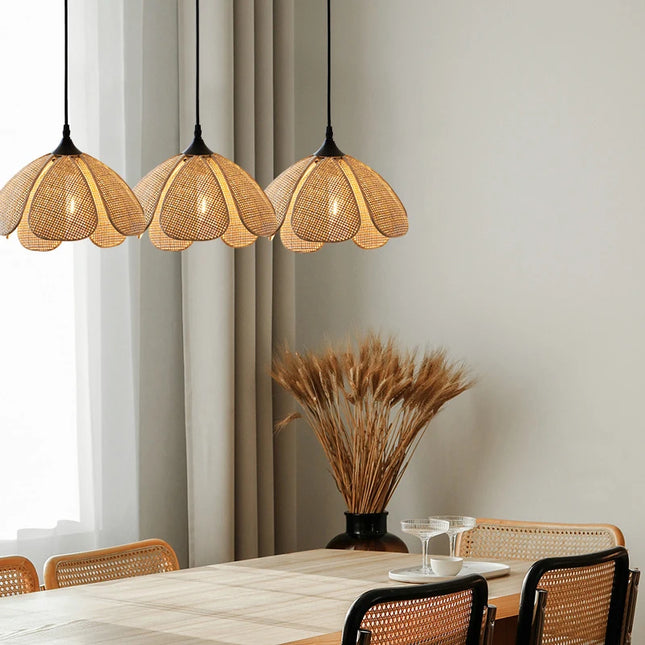 Handmade Rattan Petal Hanging Lamp