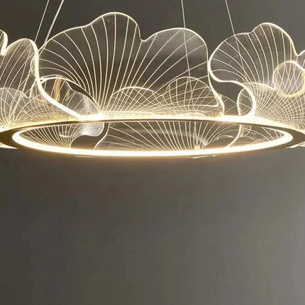 Suspension Chandelier Nordique Feuilles Dorées