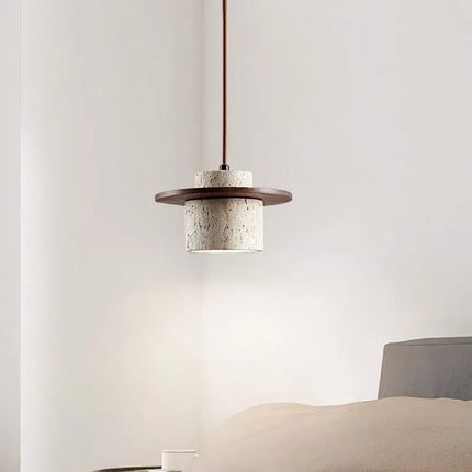 Suspension Travertin Naturel et Bois