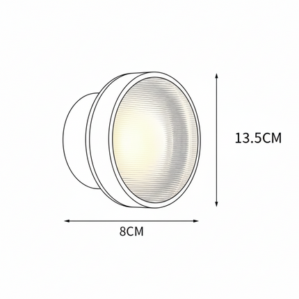 Round wall light in grooved acrylic, gold finish