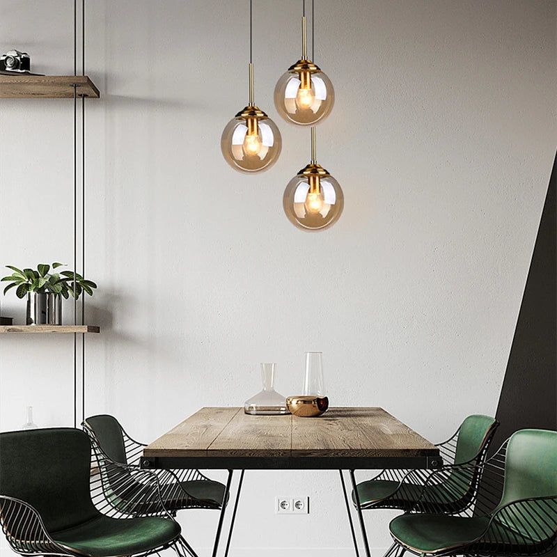 Nordic Glass LED Water Drop Pendant Light