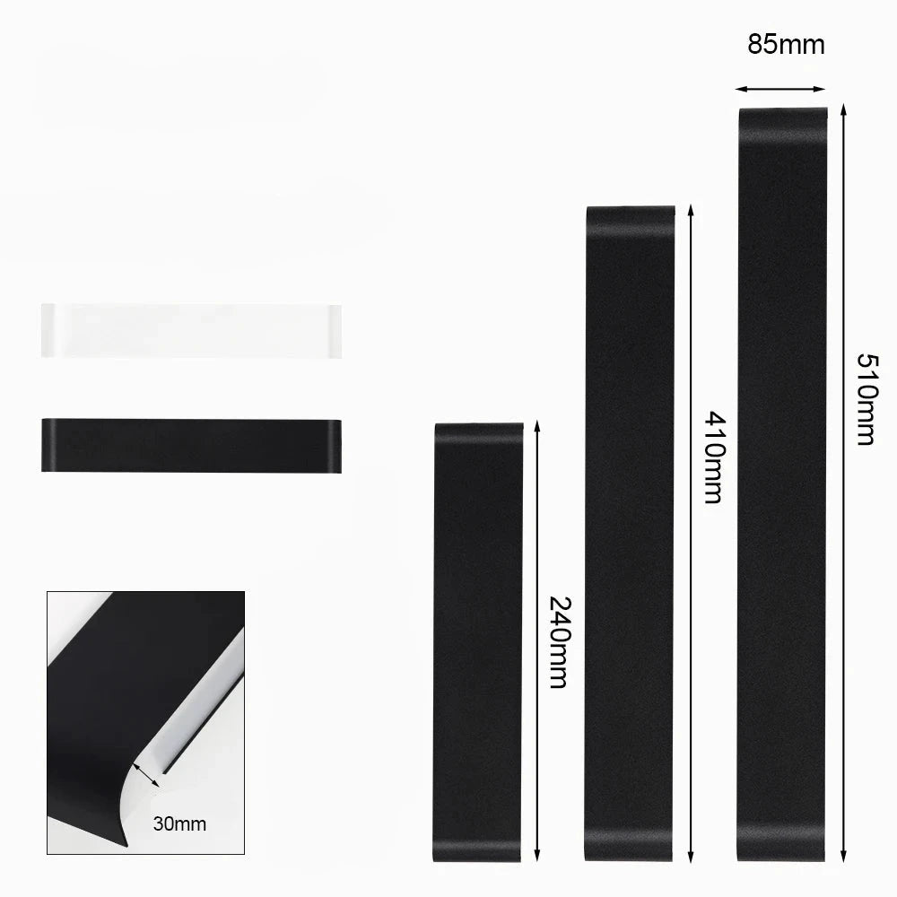 Horizontale LED-Wandleuchte aus gebürstetem Aluminium