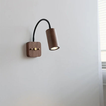 Adjustable Wall Light Cylinder Natural Wood