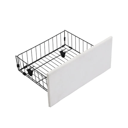 180x200cm Storage Bed – White Velvet &amp; Adjustable Headboard