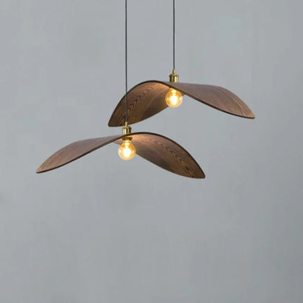 Modern Wooden Pendant Light with Carved Hat