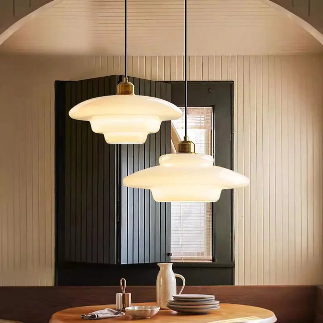 Nordic Elegant Cream Glass Pendant Light