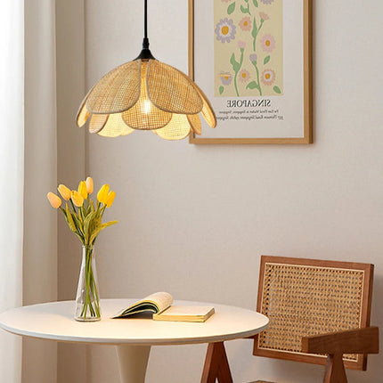 Handmade Rattan Petal Hanging Lamp