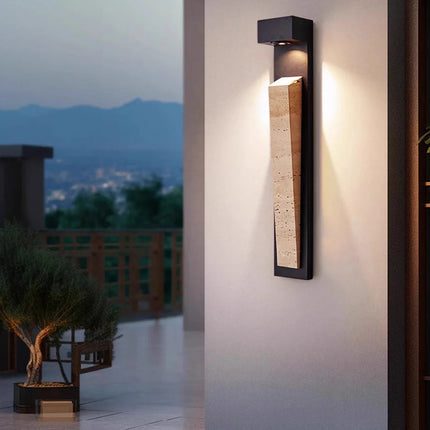 Modern Outdoor Wall Light in Natural Stone