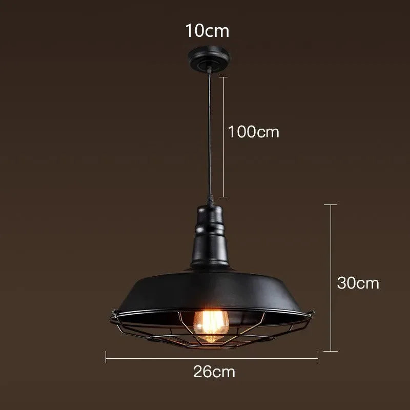 American Industrial Retro Black Iron Pendant Light