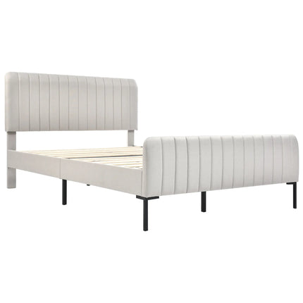 Lit 2 places 180x200 – Tissu beige, tête de lit ajustable