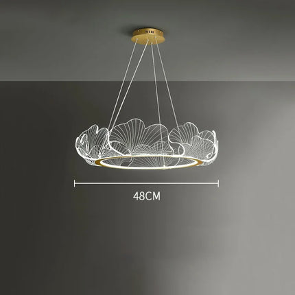 Suspension Chandelier Nordique Feuilles Dorées
