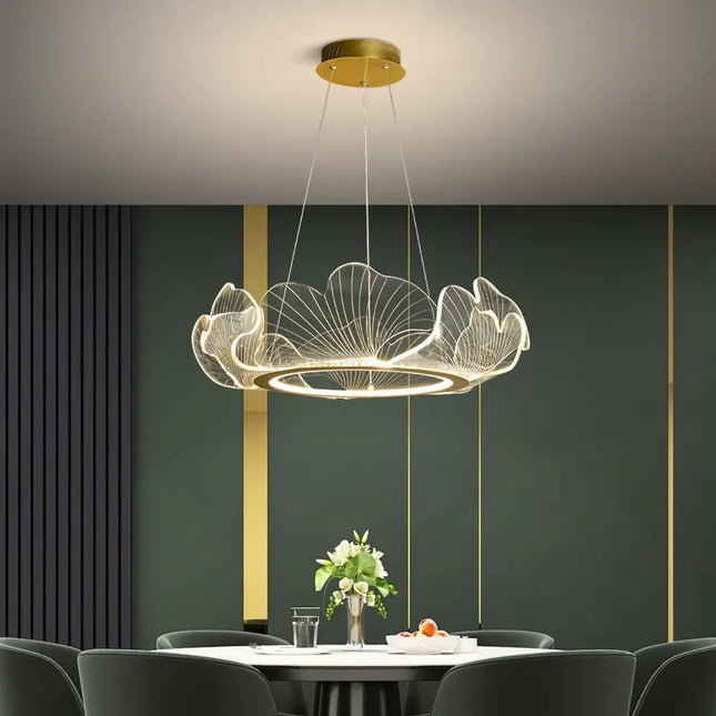 Nordic Golden Leaves Chandelier Pendant Light