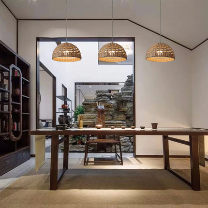 Bamboo Pendant Light Woven Lampshade