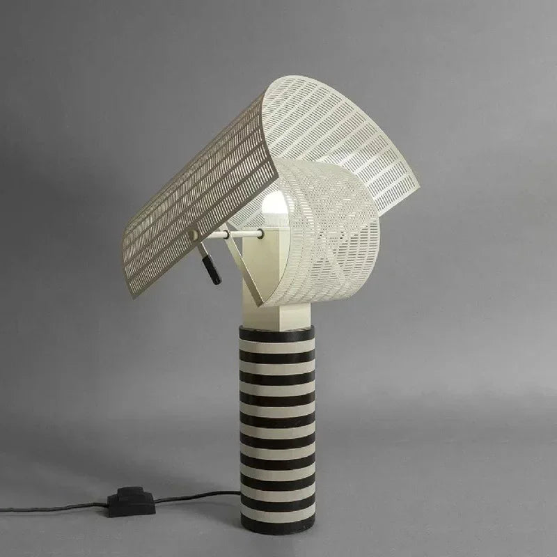 Lampe à Rayures et Grilles de Table Moderne