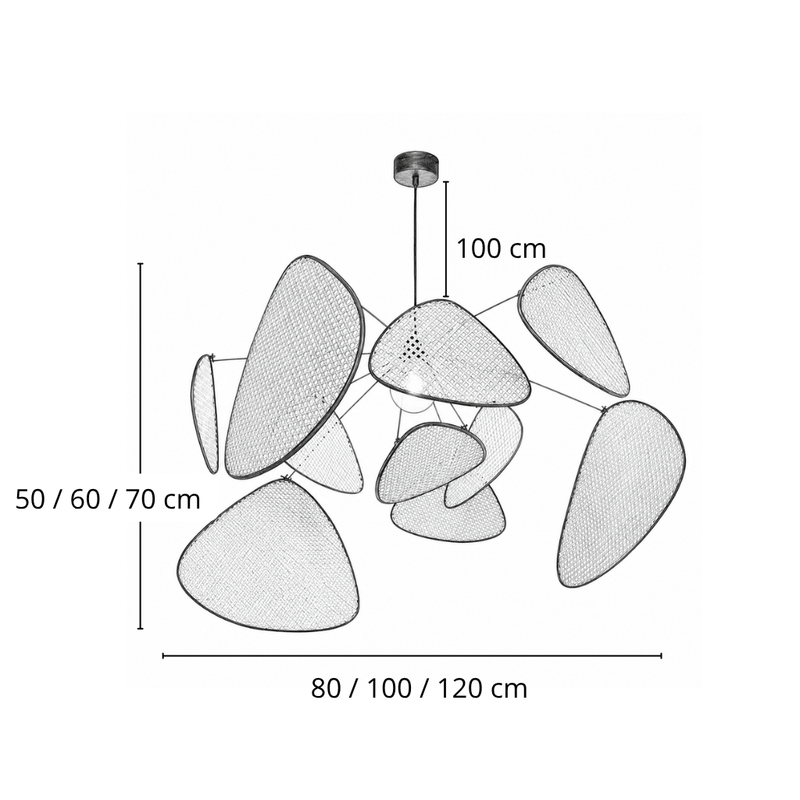Dimensions Suspension en Rotin Véritable