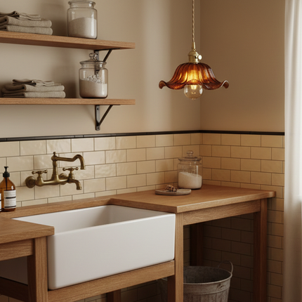 Suspension Verre Floral Marron