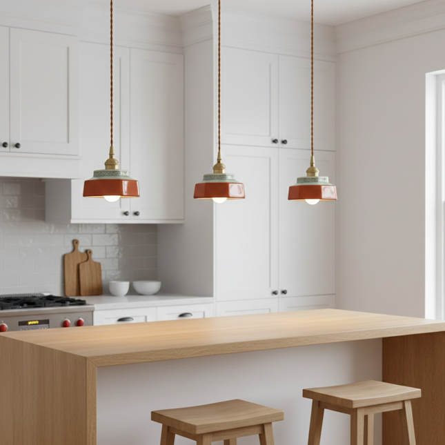 Suspension Vintage Céramique et Cuivre Coloré