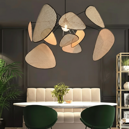 Lámpara colgante de ratán auténtico