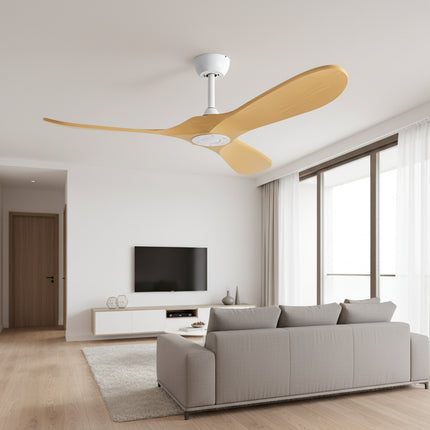 Vintage-Deckenventilator mit LED-Beleuchtung (leise) – Silber und dunkles Holz