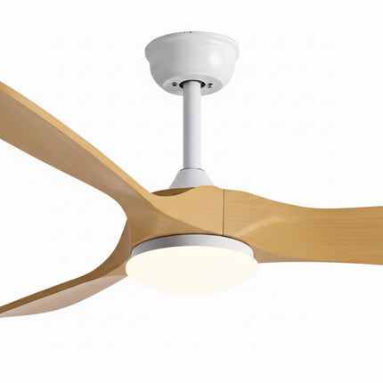 Vintage Silent Ceiling Fan with LED - Black and Dark Wood