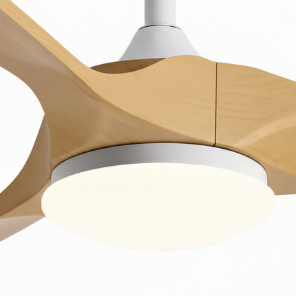 Vintage Silent Ceiling Fan with LED - Black and Dark Wood