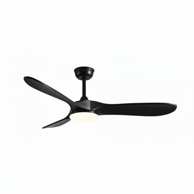 Vintage Silent Ceiling Fan with LED - Black and Dark Wood