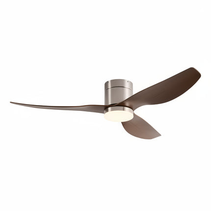 Silent Ceiling Fan with Integrated LED - Silver &amp; Dark Wood ABS