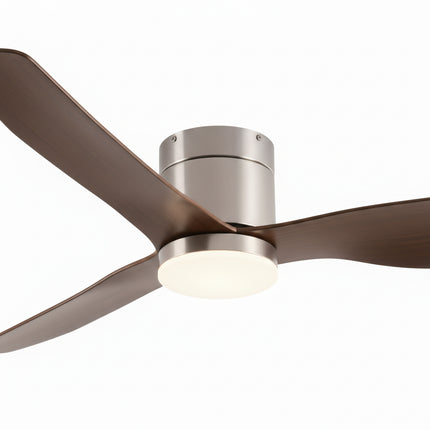 Silent Ceiling Fan with Integrated LED - Silver &amp; Dark Wood ABS