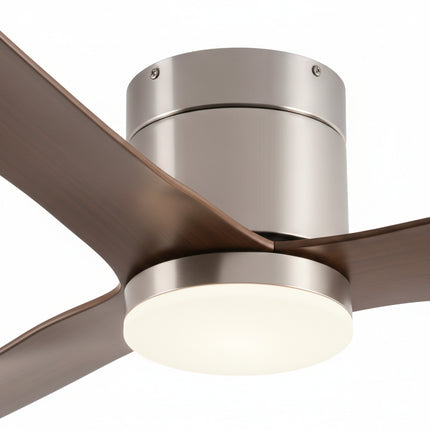 Silent Ceiling Fan with Integrated LED - Silver &amp; Dark Wood ABS