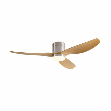 Leiser Deckenventilator mit integrierter LED – Silber &amp; Hellholz ABS