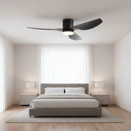 Ventilateur de Plafond Silencieux LED intégrée - Noir & ABS Noir