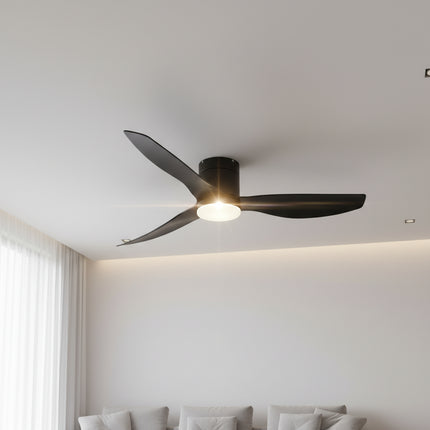 Ventilateur de Plafond Silencieux LED intégrée - Noir & ABS Noir