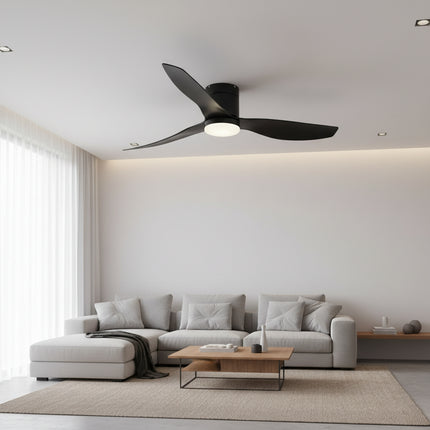 Ventilateur de Plafond Silencieux LED intégrée - Noir & ABS Noir