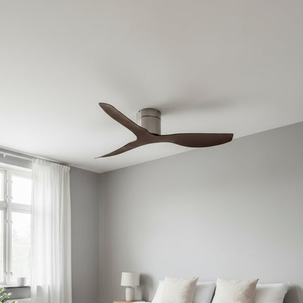 Ventilateur de Plafond Ultra-plat  - Argent & ABS Bois Foncé