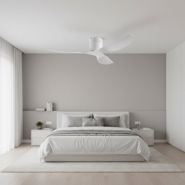 Ultra-thin Ceiling Fan - White &amp; Light Wood ABS