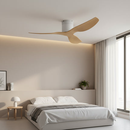 Ventilateur de Plafond Ultra-plat  - Blanc & ABS Bois Clair