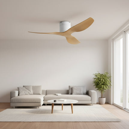 Ventilateur de Plafond Ultra-plat  - Blanc & ABS Bois Clair
