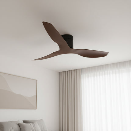 Ventilateur de Plafond Ultra-plat  - Noir & ABS Bois Foncé