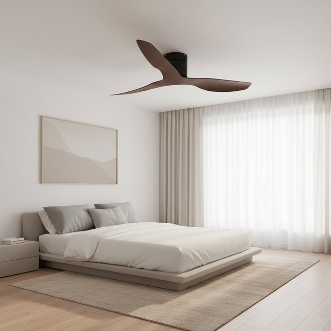 Ultra-thin Ceiling Fan - Black &amp; Dark Wood ABS