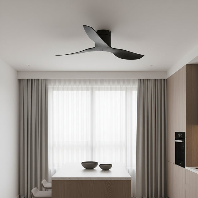 Ultra-thin Ceiling Fan - White &amp; Light Wood ABS