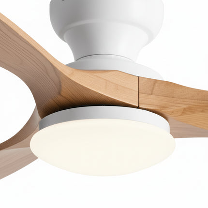 Ventilateur de Plafond avec Éclairage LED – Bois Naturel et Blanc